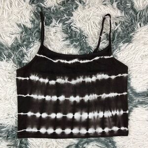 American Eagle Women's Gray White Tie Dye Crop Top Spaghetti Strap Tank Top Sz M